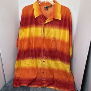 Jordan Craig Shirt Men 3XL Short Sleeve Red/Orange Mesh Shear City Skyline